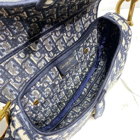 Saddle Bag Blue Dior Oblique Embroidered Velvet